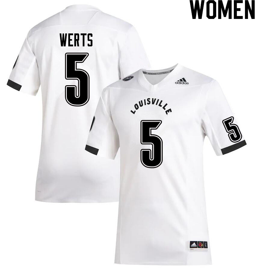 Women #5 Shai Werts Louisville Cardinals College Football Jerseys Sale-White